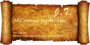 Jánossy Terézia névjegykártya
